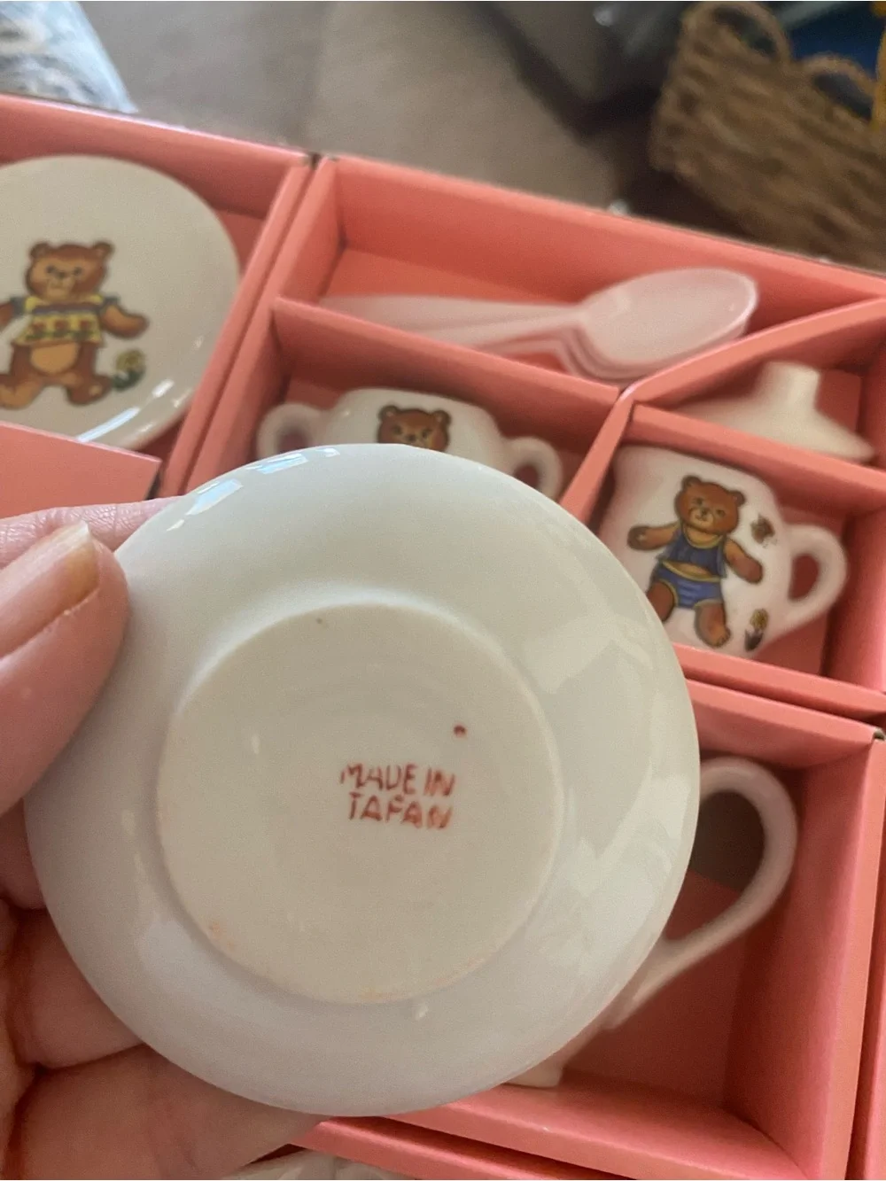 Vintage 70s Teddy Bear Mini Tea Set 16pc Boxed Cottagecore Kidcore country Gifts